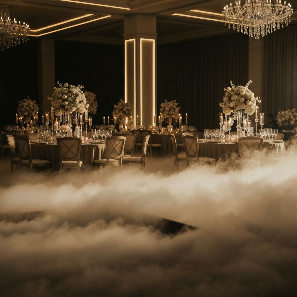 Luxuriöse Hochzeit mit Bodennebeleffekt